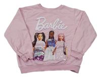 Světlerůžová oversize crop mikina Barbie H&M