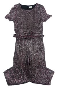 Černo-starorůžovo-stříbrný slavnostní kalhotový overal s páskem F&F