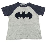 Světlešedo-tmavomodré melírované tričko s Batmanem zn. Next
