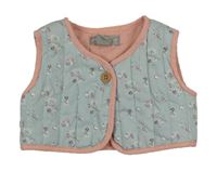 Světlemodro/růžové žebrované zateplené bolérko s květy PRIMARK