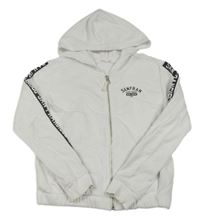 Bílo-černá propínací mikina s nápisy a kapucí H&M