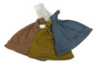 Nové - 3x - Čepice - Hnědá, khaki, tmavomodrá Next