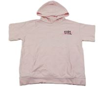 Světlerůžová tepláková vesta s nápisy a kapsou a kapucí C&A