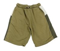 Khaki-bílo-tmavokhaki teplákové kraťasy George