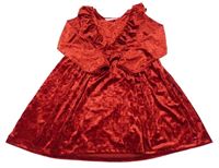 Červené lesklé sametové šaty s volánky H&M