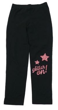 Černé legíny s nápisy a hvězdičkami Nutmeg