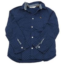 Tmavomodrá košile s tečkami a výšivkou H&M