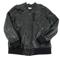 Černý koženkový zateplený bomber ZARA