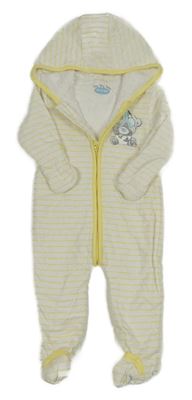 Bílo-žlutá pruhovaná zateplená kombinéza s Me to You a kapucí