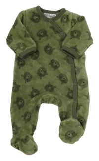 Khaki plyšová kombinéza s medvídky Ergee