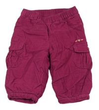 Višňové cargo cuff manšestrové zateplené kalhoty se srdíčky Topolino