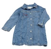 Modré riflové propínací košilové šaty s výšivkou ZARA