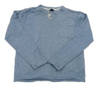 Modrý melírovaný svetr s kapsou KIABI