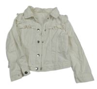 Bílá riflová crop bunda s límečkem H&M