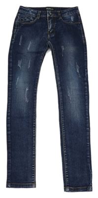 Tmavomodré skinny rifle ošoupaného vzhledu 