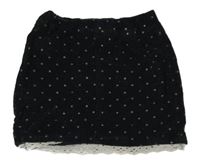 Černá manšestrová sukně s hvězdičkami a volánkem s madeirou KOTON KIDS