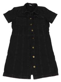 Černé riflové propínací šaty s límečkem Next