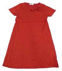 Červené melírované svetrové šaty s mašlí a třpytkami H&M