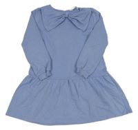 Modré teplákové šaty s mašlí H&M
