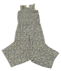 Béžovo-tmavošedý vzorovaný žebrovaný kalhotový overal Koko-Noko