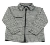 Černo-bílá kostkovaná vzorovaná košilová bunda s límečkem Matalan