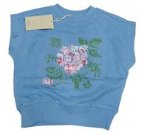 Nové - modrá tepláková vesta s růží LEIGH TUCKER