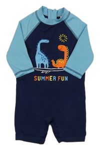 Tmavomodro-modrý UV overal s dinosaury C&A