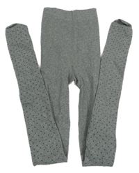 Šedé melírované punčocháče s puntíky 