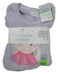 Nové - světlefialové chlupaté pyžamo s dinosaurem PRIMARK