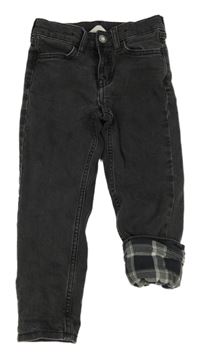 Tmavomodré slim fit waist lined podšité rifle H&M