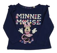 Tmavomodré triko s Minnie a volánky C&A