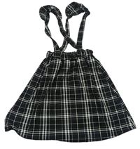 Černo-bílá kostkovaná sukně s kšandami