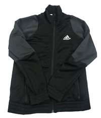 Černo-antracitová sportovní propínací funkční mikina s logem Adidas
