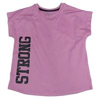 Růžové sportovní crop tričko s nápisem