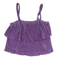 Lila plisovaný crop top s volánem Shein