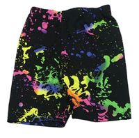 Černo-barevné skvrnité sportovní elastické kraťasy Shein
