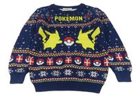 Tmavomodrý vzorovaný svetr s Pikachu Tu