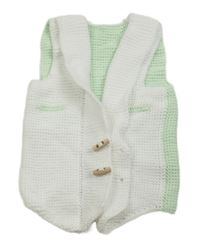 Bílo-zelenkavá svetrová propínací vesta