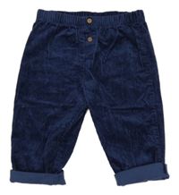 Tmavomodré manšestrové kalhoty s knoflíky zn. M&S