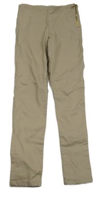 Béžové elastické plátěné skinny kalhoty H&M