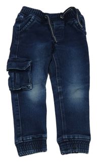 Tmavomodré teplákové cargo cuff rifle Lupilu