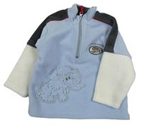 Světlemodro-bílá fleecová mikina s nášivkou