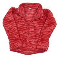 Lososovo-červená vzorovaná chlupatá propínací mikina