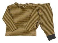 2set - Tmavošedo-medová pruhovaná mikina + tepláky Hema