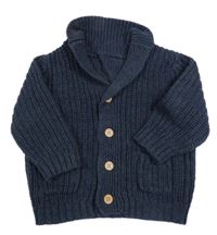 Tmavomodrý propínací svetr s límcem Matalan