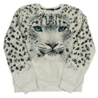 Smetanová chlupatá mikina s levhartem C&A