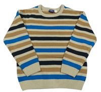 Béžovo-modro-hnědý pruhovaný svetr Lupilu