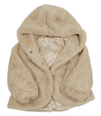 Béžová kožešinová podšitá bunda s kapucí OVS