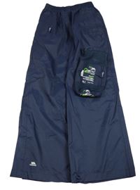 2set - Tmavomodré šusťákové nepromokavé funkční kalhoty + sáček Trespass