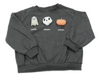 Antracitová oversize mikina s duchem a dýní Tu